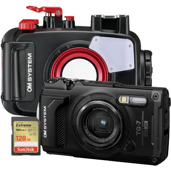OM SYSTEM Tough TG-7 Digital Camera Bundle (Black)