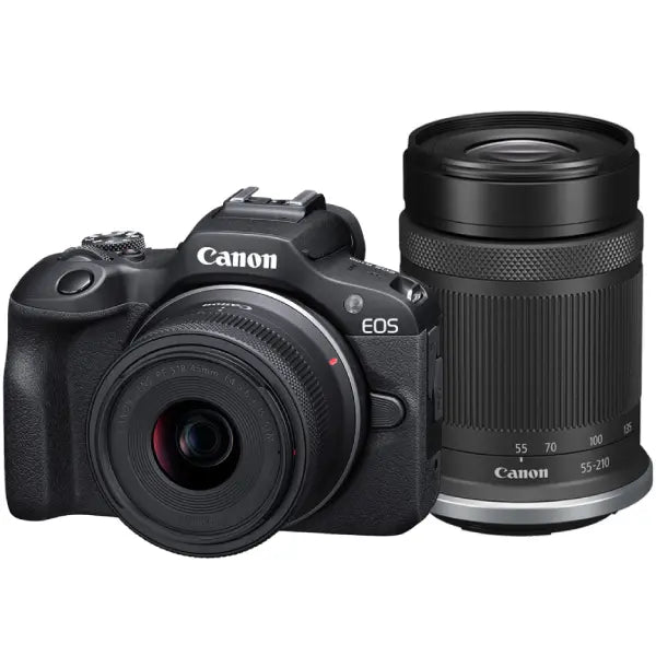 Canon EOS R100 Mirrorless Camera with 18-45mm and 55-210mm Canon EOS R100 Mirrorless Camera with 18-45mm and 55-210mm