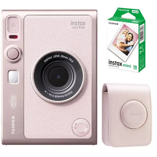 Fujifilm Instax Mini Evo Hybrid Instant Camera Kit (Gentle Rose)