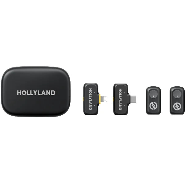Hollyland LARK A1 Combo 2-Person Wireless Microphone System with USB-C and Lightning Connectors for Mobile Devices (Space Gray, 2.4 GHz)
