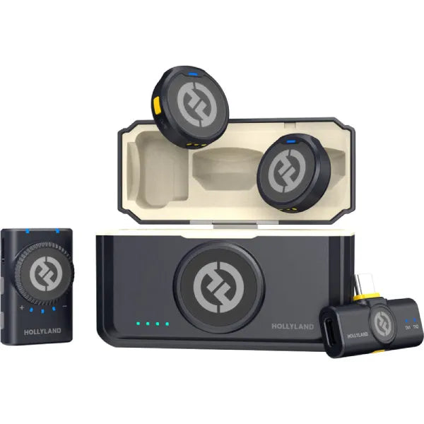 Hollyland LARK M2 Mini Combo 2-Person Wireless Microphone System (2.4 GHz, Shine Charcoal)