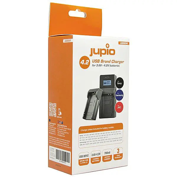 Jupio USB Charger Kit for Select Sony/Samsung/JVC Batteries (3.6 to 4.2V)