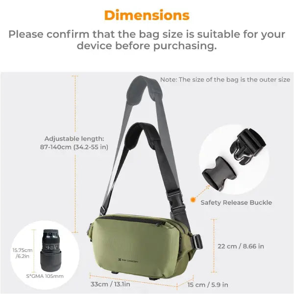 K&F Concept Alpha 10L Camera Sling Bag (Green)