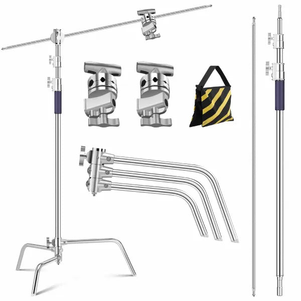 K&F Concept C-Stand with Adjustable Boom Arm and 2 Knuckles (3.3m)