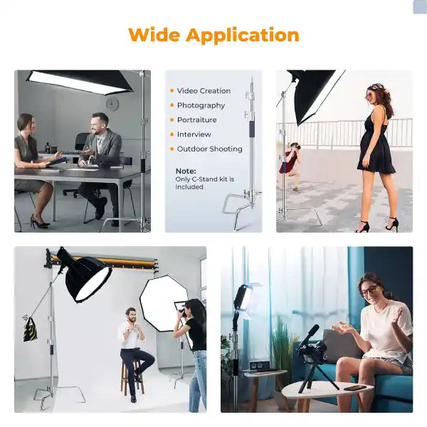 K&F Concept C-Stand with Adjustable Boom Arm and 2 Knuckles (3.3m)