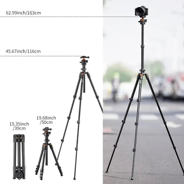 K&F Classic-Compact Aluminium Tripod with Smartphone Mount