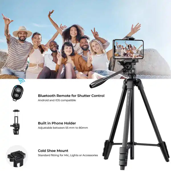 K&F Concept Compact-Vlogger Tripod with Remote and Phone Mount