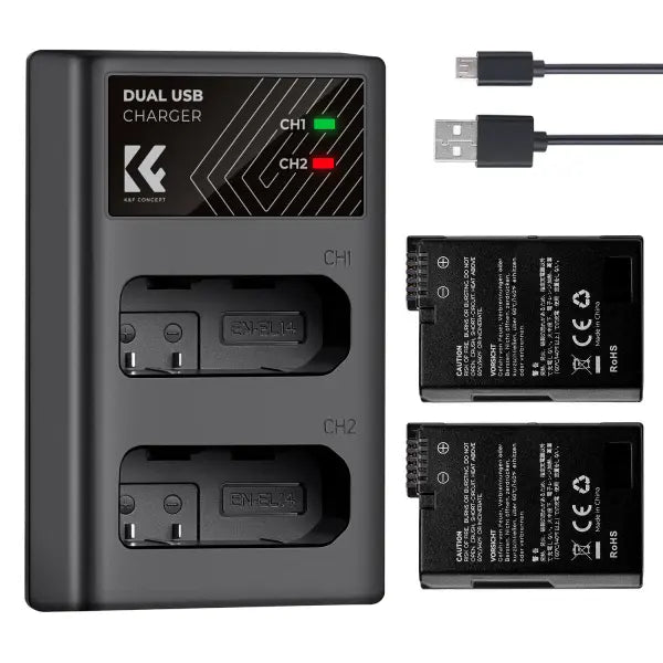 K&F Concept EN-EL14 Dual Charger Kit with 2 Batteries
