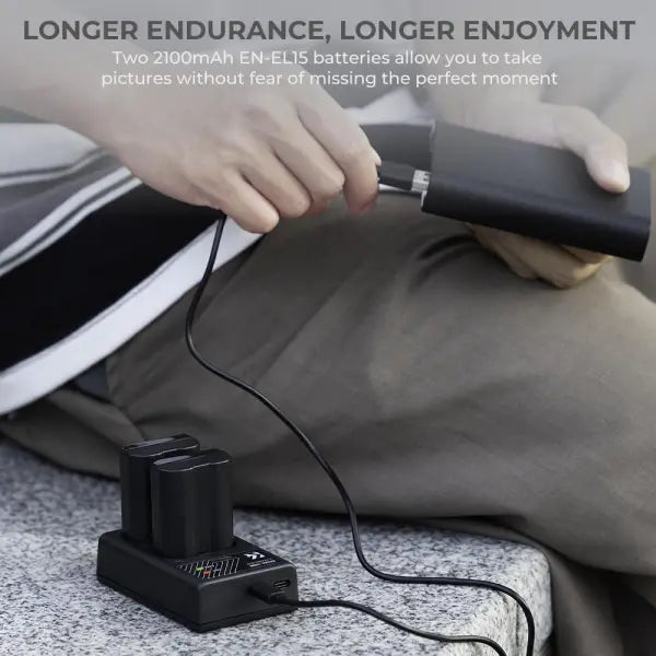 K&F Concept EN-EL15 Dual Charger Kit with 2 Batteries