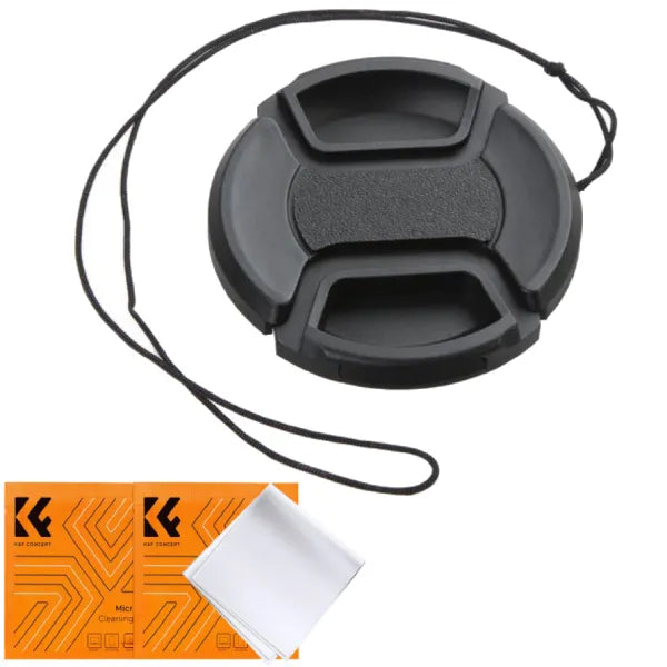 K&F Concept 62mm Lens Cap Kit with 2x Lens Cloths and Attachment Strap