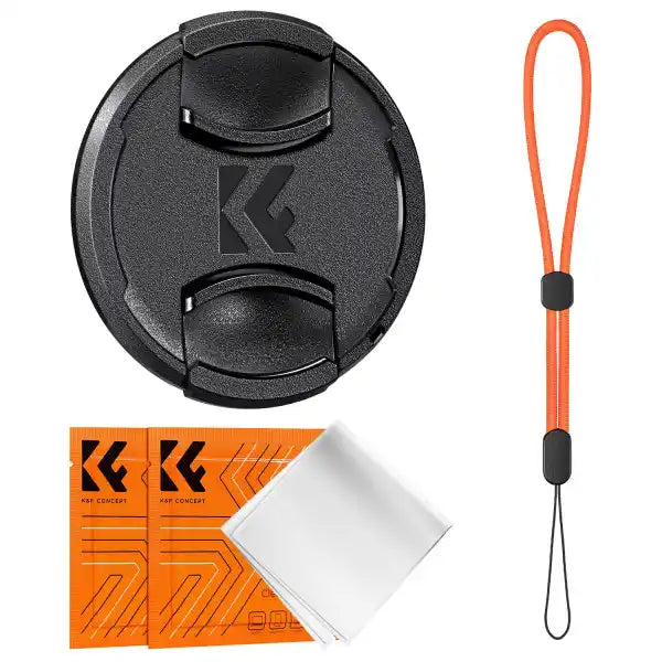 K&F Concept 55mm Lens Cap Kit with 2x Lens Cloths and Attachment Strap