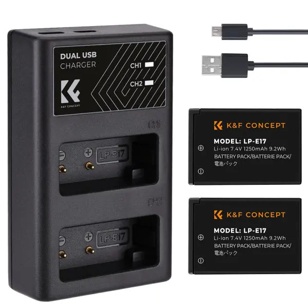 K&F Concept LP-E17 Dual Charger Kit with 2 Batteries