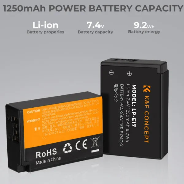 K&F Concept LP-E17 Dual Charger Kit with 2 Batteries