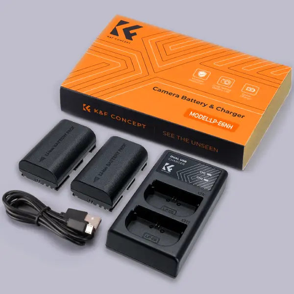 K&F Concept LP-E6NH Dual Charger Kit with 2 Batteries