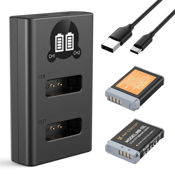 K&F Concept NB-13L Dual Charger Kit with 2 Batteries
