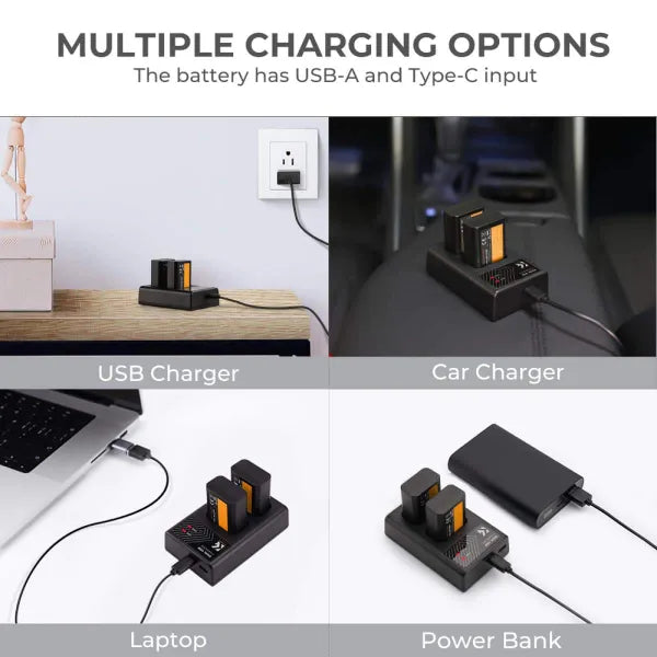 K&F Concept NP-FW50 Dual Charger Kit with 2 Batteries