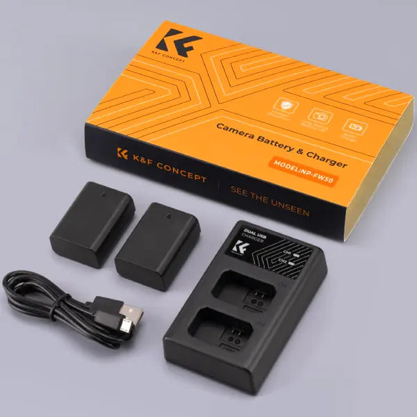 K&F Concept NP-FW50 Dual Charger Kit with 2 Batteries