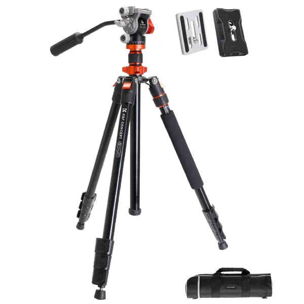 K&F Concept Omni-Director Aluminium Video Tripod with Fluid Head