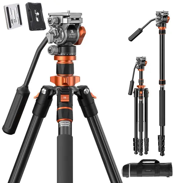 K&F Concept Omni-Director Aluminium Video Tripod with Fluid Head