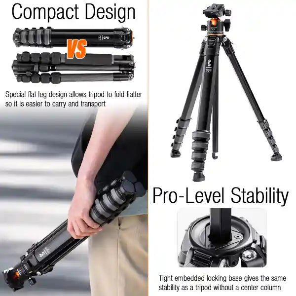 K&F Concept Pro-Traveler Tripod with 35mm Ball Head Kit