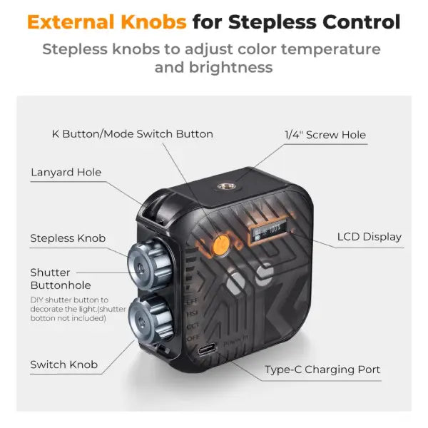 K&F Concept RGB Full Colour Portable Video Light (2500 to 9900K)