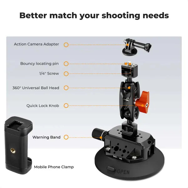K&F Concept Suction Cup Mount with Magic Arm (4.5″)