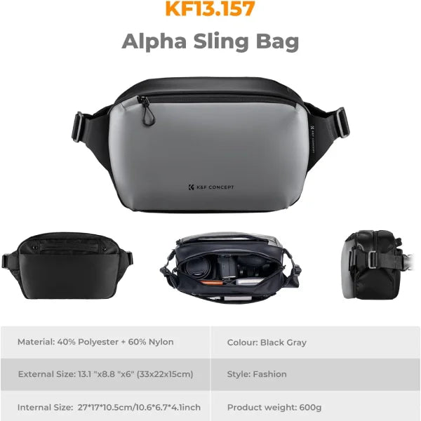 K&F Concept Alpha 10L Camera Sling Bag (Grey)