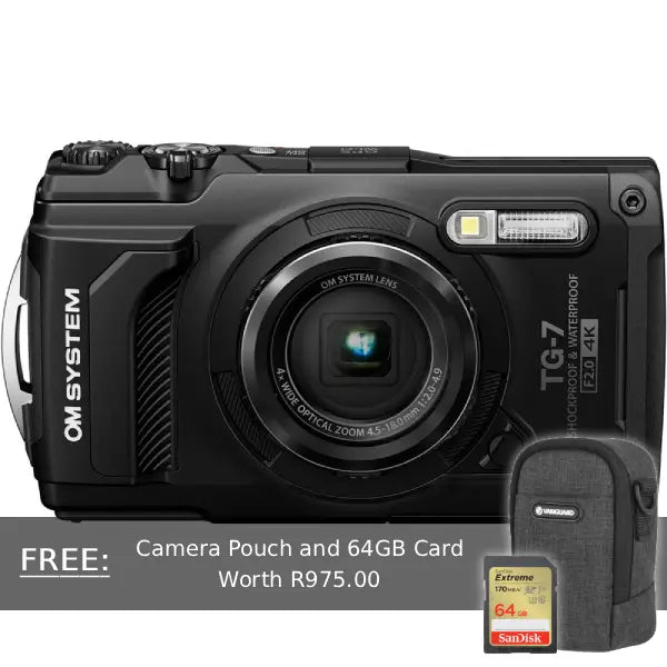 OM SYSTEM Tough TG-7 Digital Camera Bundle (Black)