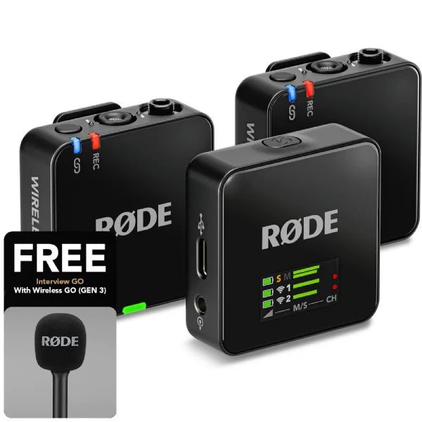 RODE Wireless GO (Gen 3) 2-Person Compact Digital Wireless Microphone System/Recorder (2.4 GHz, Black)