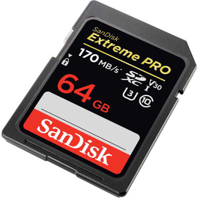 SANDISK EXTREME PRO SDXC CARD 64GB - 170MB/S V30 UHS-I U3