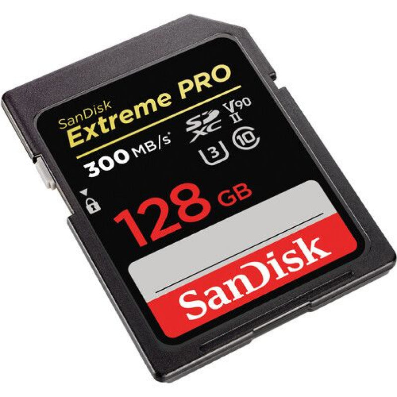 SANDISK EXTREME PRO 128GB SDXC MEMORY CARD 300MB/S, UHS-II, CLASS 10, U3, V90