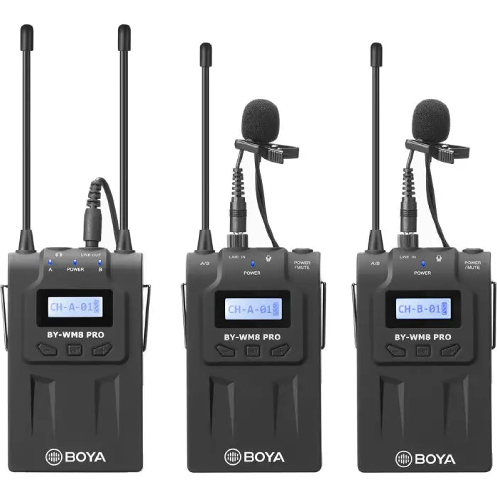 BOYA BY-WM8 Pro-K2 UHF Dual-Channel Wireless Lavalier System