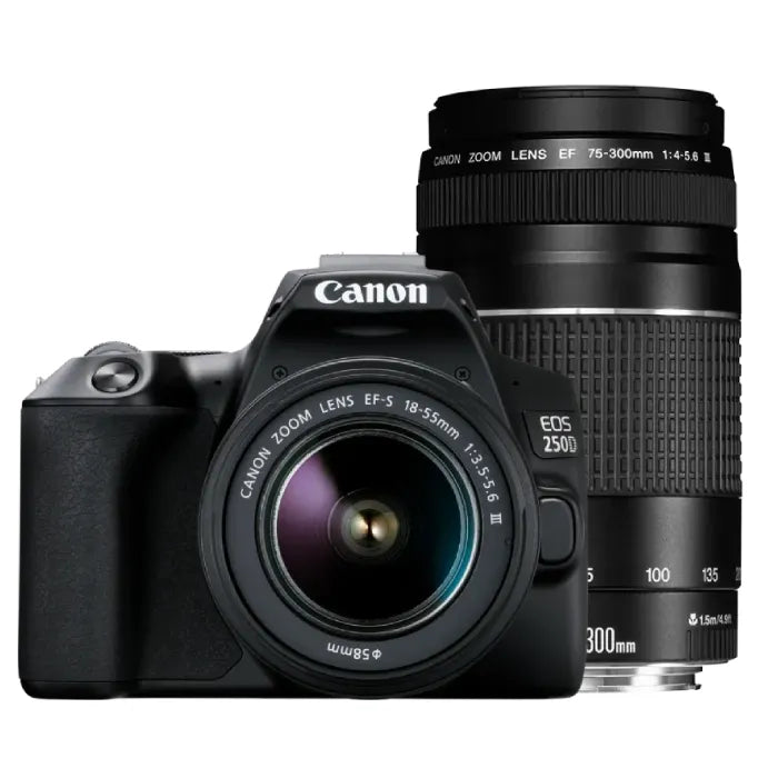 Canon EOS 250D DSLR Camera with 18-55mm III & 75-300mm f/4-5.6 III Lenses