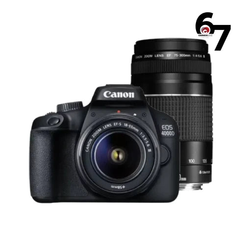 Canon EOS 4000D DSLR Camera with 18-55mm III & 75-300mm f/4-5.6 III Lenses