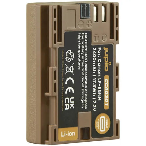 Jupio LP-E6NH Ultra Lithium-Ion Battery with USB-C Charging Port (7.2V, 2400mAh)