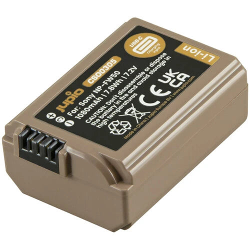 Jupio NP-FW50 Ultra Lithium-Ion Battery with USB-C Charging Port (7.2V, 1080mAh)