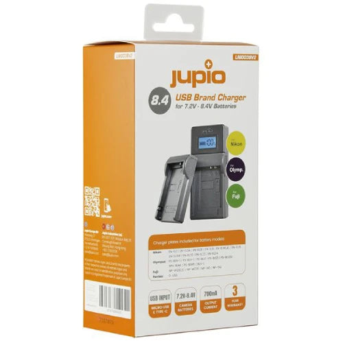 Jupio USB Charger Kit for Select Nikon/Fuji/Olympus Batteries (7.2 to 8.4V)