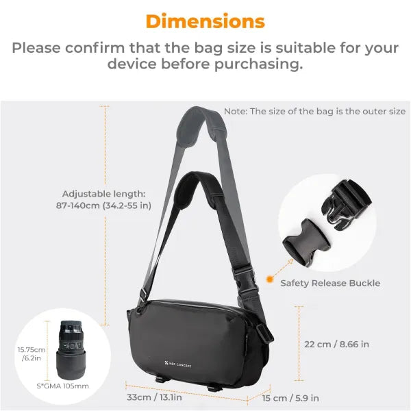 K&F Concept Alpha 10L Camera Sling Bag (Black)