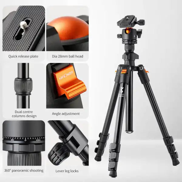 K&F Classic-Compact Aluminium Tripod with Smartphone Mount