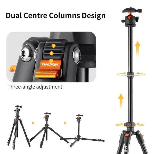 K&F Classic-Compact Aluminium Tripod with Smartphone Mount