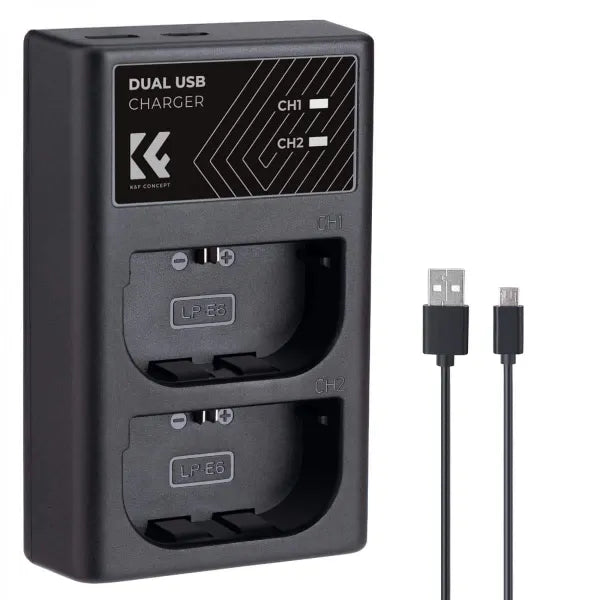K&F Concept Dual Charger for Canon LP-E6 Batteries