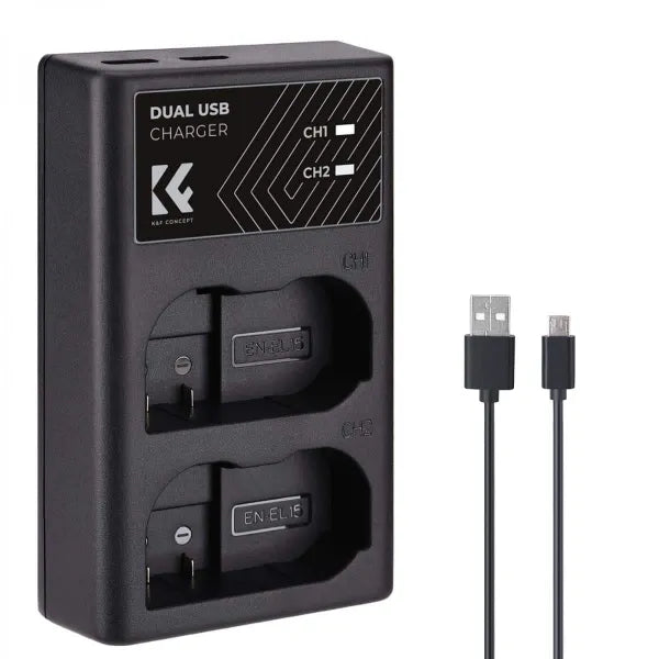 K&F Concept Dual Charger for Nikon EN-EL15 Batteries
