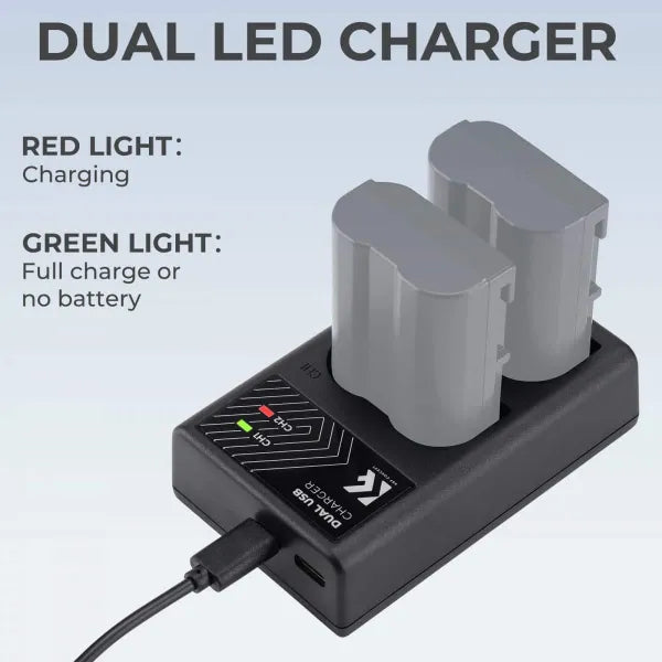 K&F Concept Dual Charger for Nikon EN-EL15 Batteries
