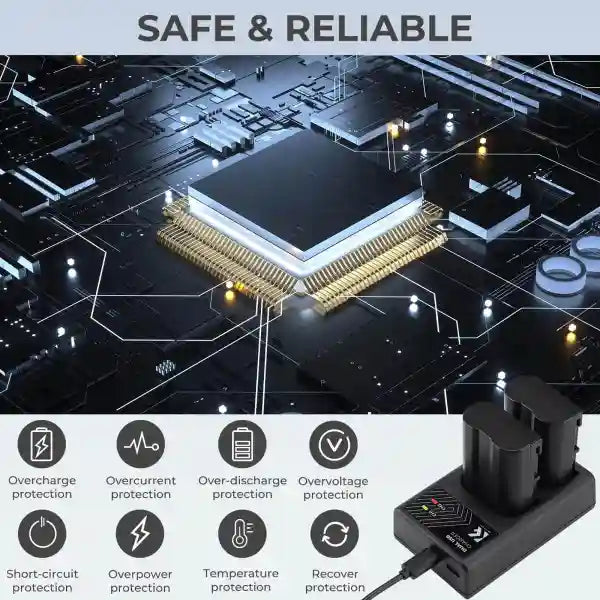 K&F Concept Dual Charger for Nikon EN-EL15 Batteries