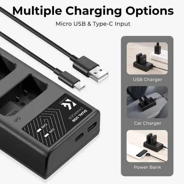 K&F Concept EN-EL14 Dual Charger Kit with 2 Batteries