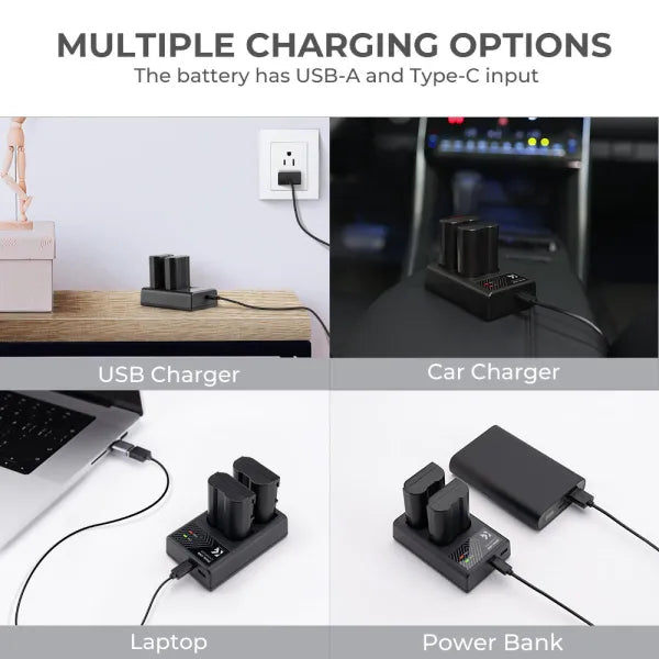 K&F Concept EN-EL15 Dual Charger Kit with 2 Batteries