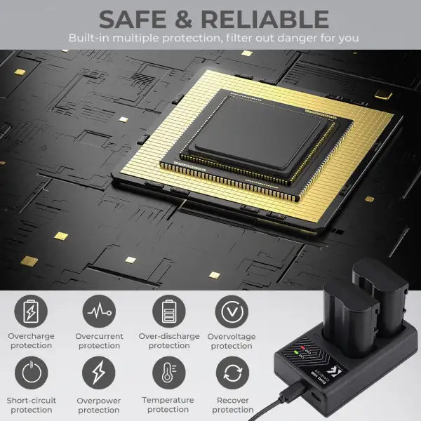 K&F Concept EN-EL15 Dual Charger Kit with 2 Batteries