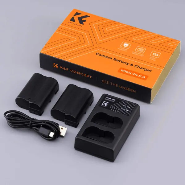 K&F Concept EN-EL15 Dual Charger Kit with 2 Batteries