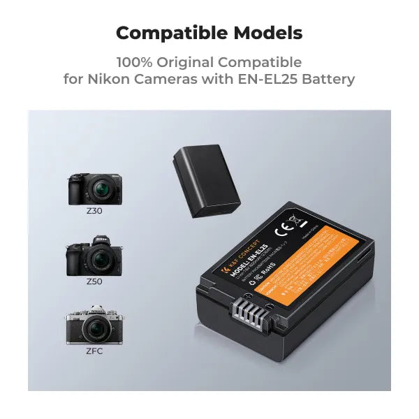 K&F Concept EN-EL25 Dual Charger Kit with 2 Batteries