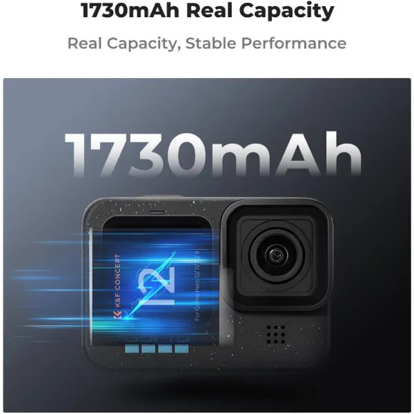 K&F Concept HERO12 Triple Charger Kit with 2 Batteries